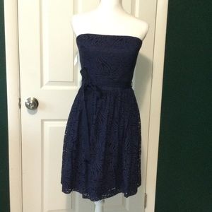 Trina Turk blue strapless lace dress size 8